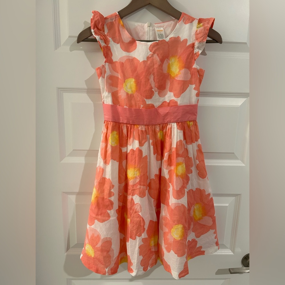 Gymboree Floral Dress Back Bow Pink White Size 10 Girl